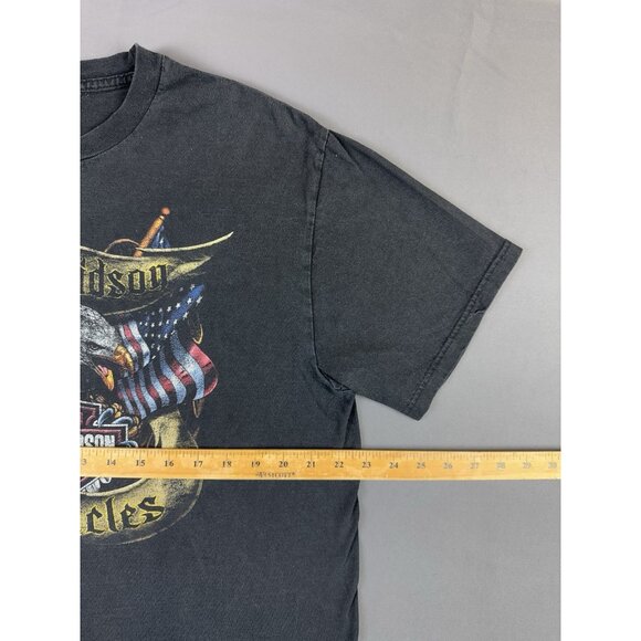 Rare Vintage Y2K Harley Davidson Bubuque Iowa Faded Eagle Art Black XL T Shirt - Picture 10 of 11